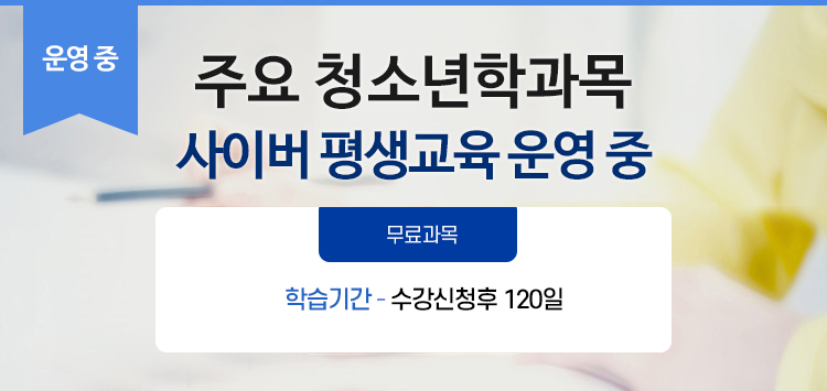 주요 청소년학과목 원격평생교육 운영중